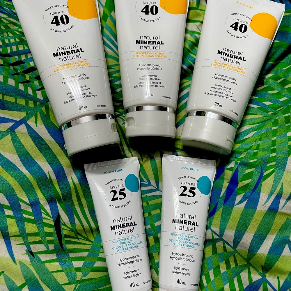 AvonPure Hypoallergenic SPF 40 Sunscreen Lotion Bundle.